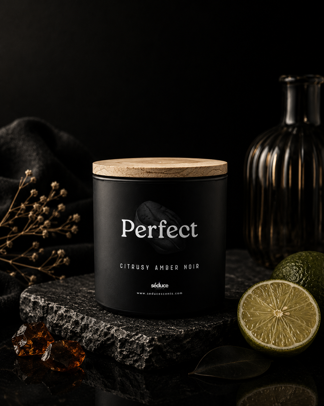 Perfect – Citrusy Amber Noir | Double Wick Candle