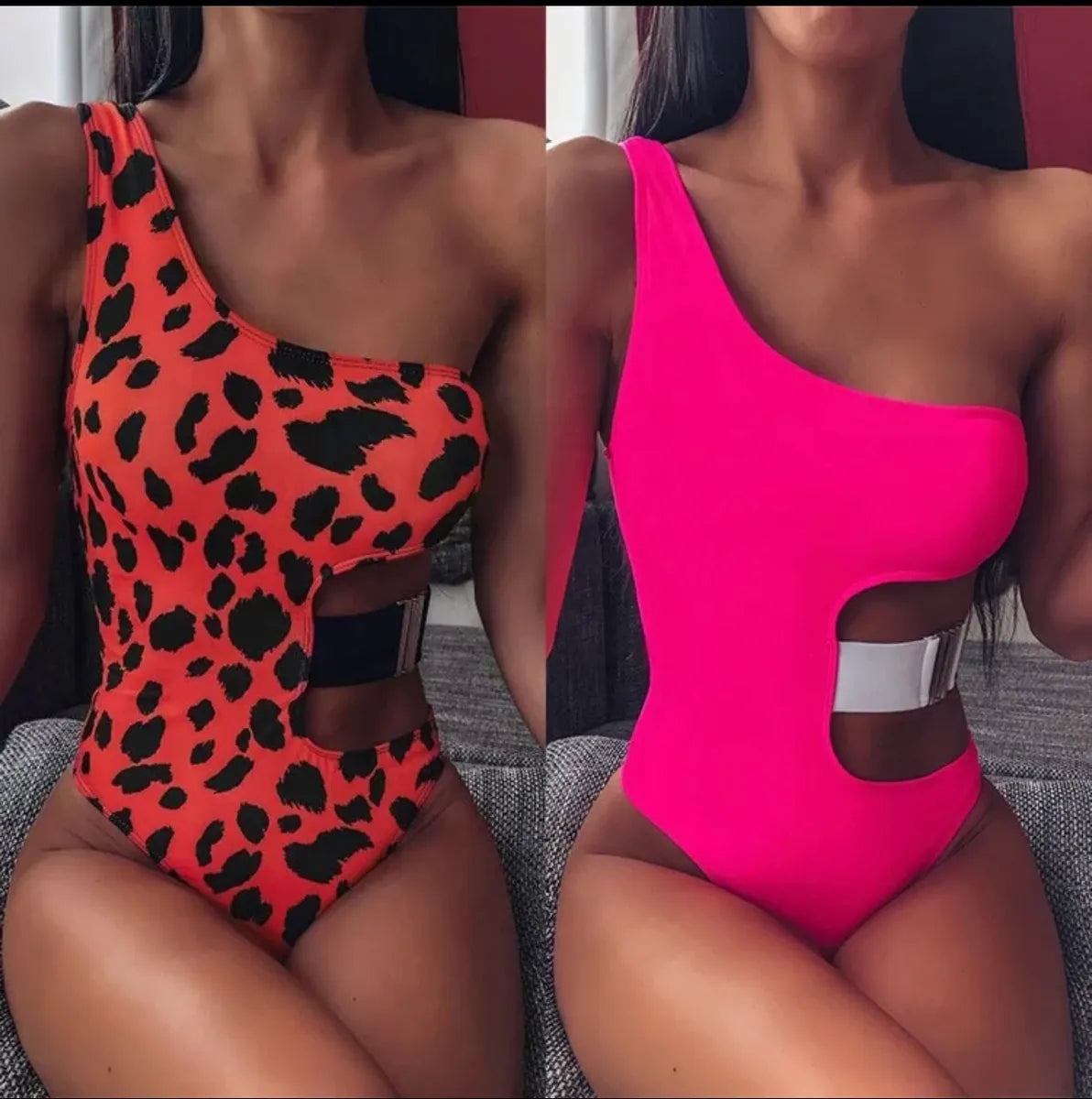 Orange Leopard One Piece Strap SwimSuit