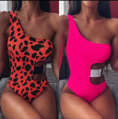 Orange Leopard One Piece Strap SwimSuit