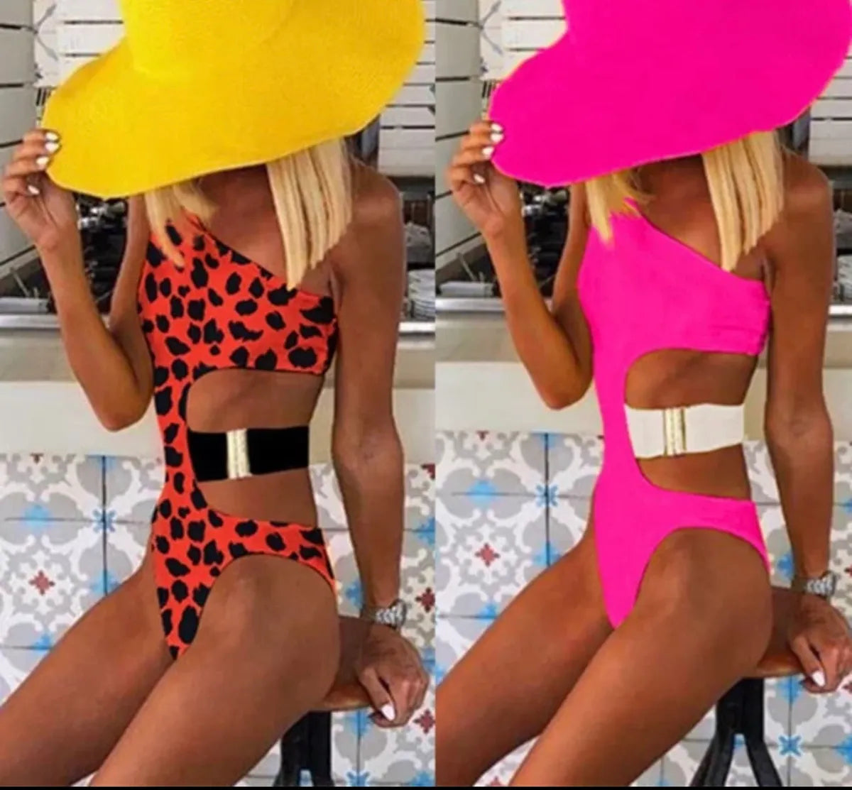 Orange Leopard One Piece Strap SwimSuit